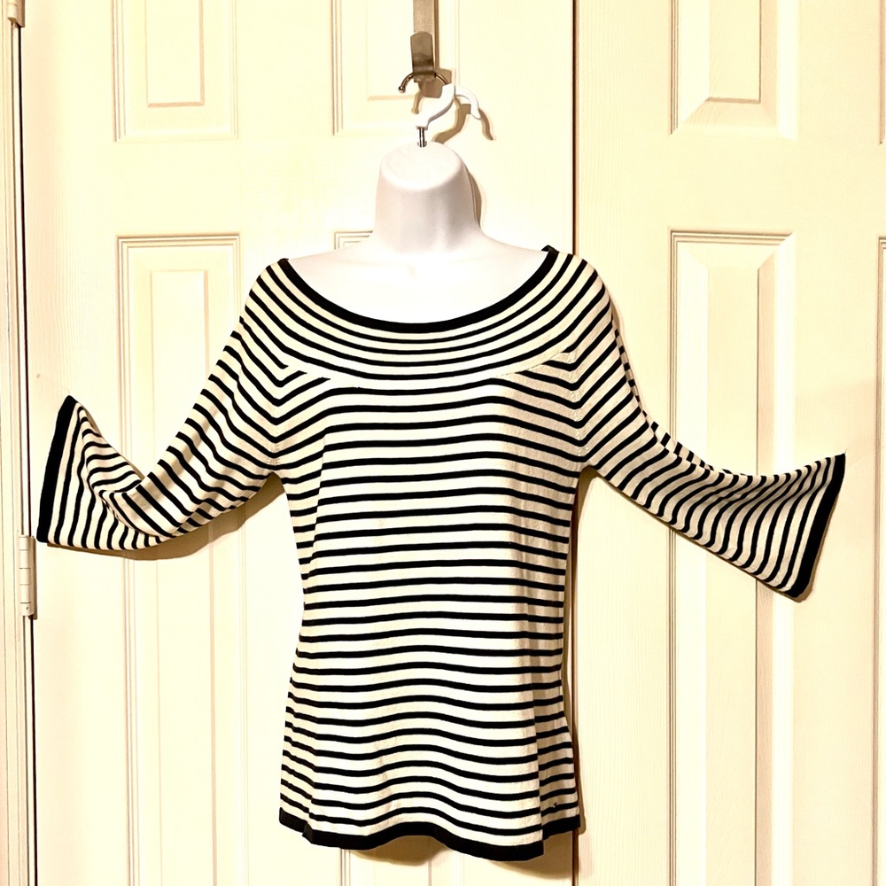 Tommy Hilfiger Big Round neckline Striped Long Bell kind Loose Sleeve Sweater